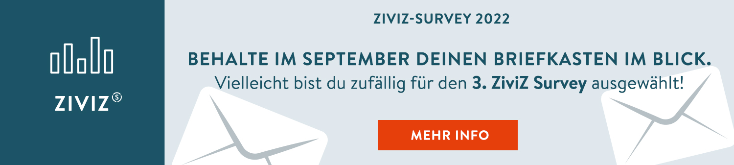Behalte im September deinen Briefkasten im Blick. Vielleicht bist du zufällig für den 3. ZiviZ Survey ausgewählt!